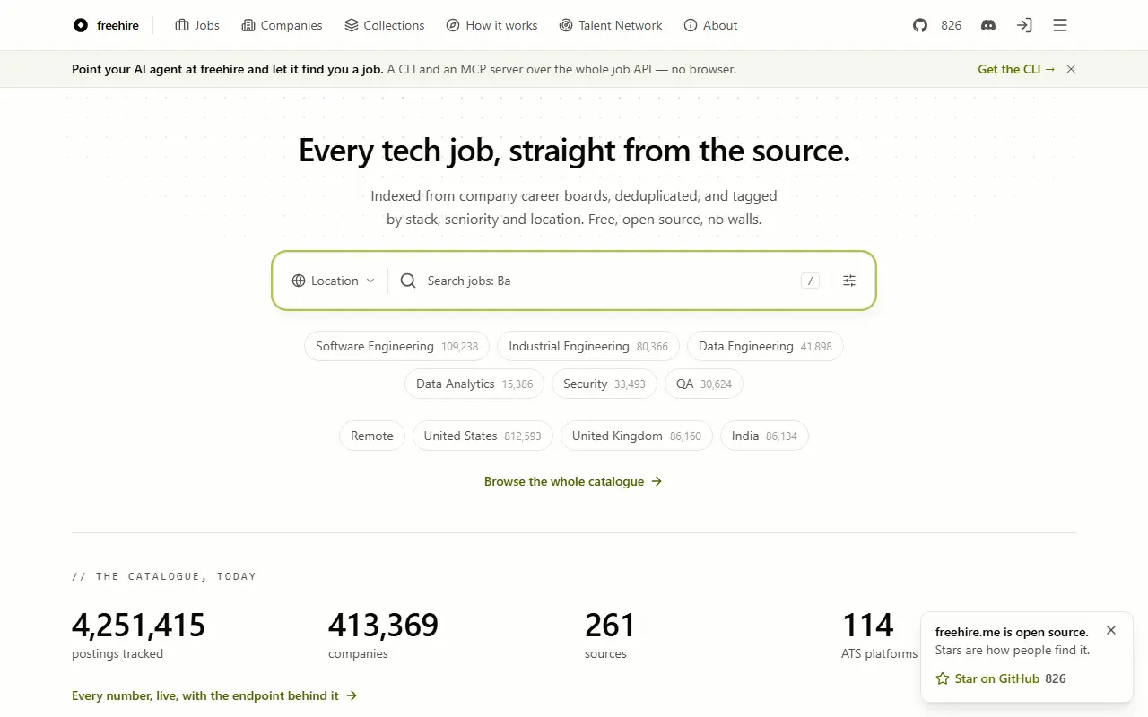 Freehire homepage screenshot