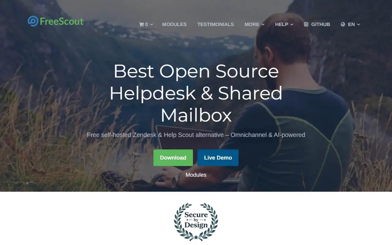 FreeScout homepage screenshot
