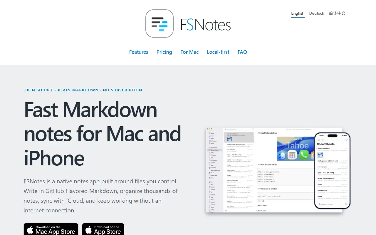 FSNotes homepage screenshot