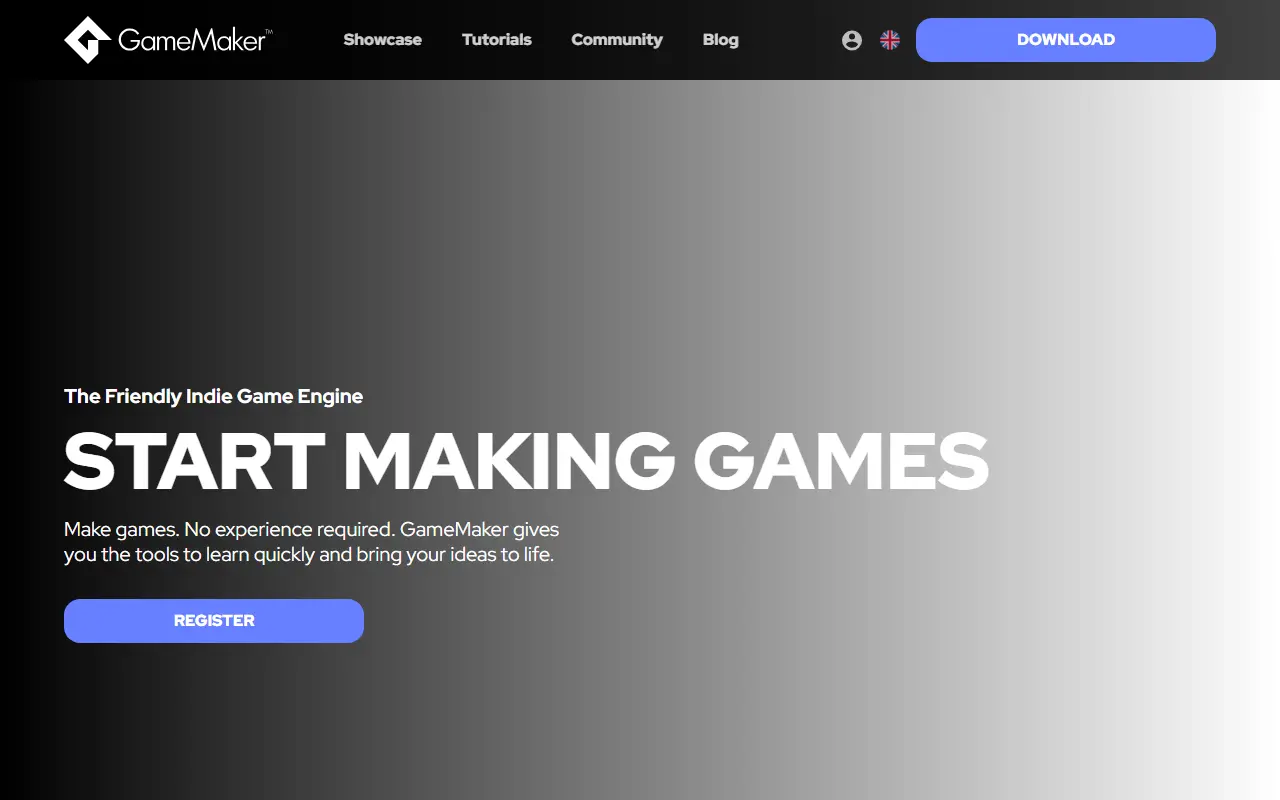 GameMaker homepage screenshot