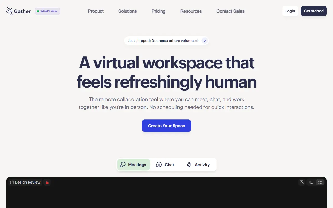 Gather homepage screenshot