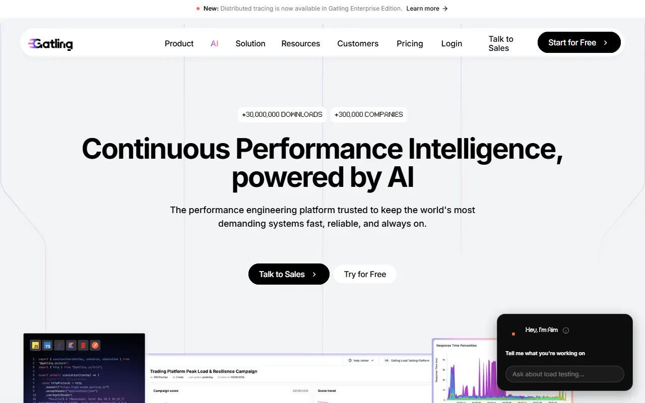 Gatling homepage screenshot