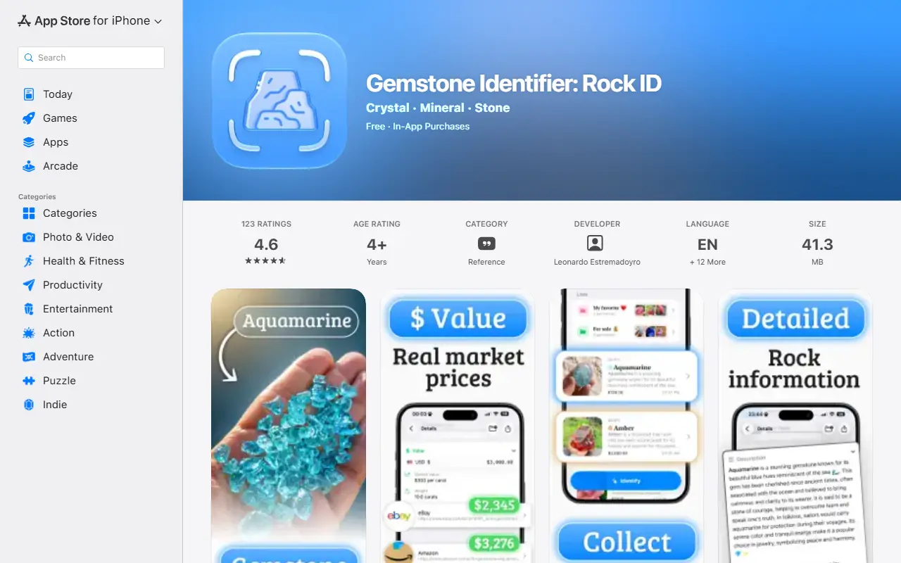 Gemstone Identifier homepage screenshot