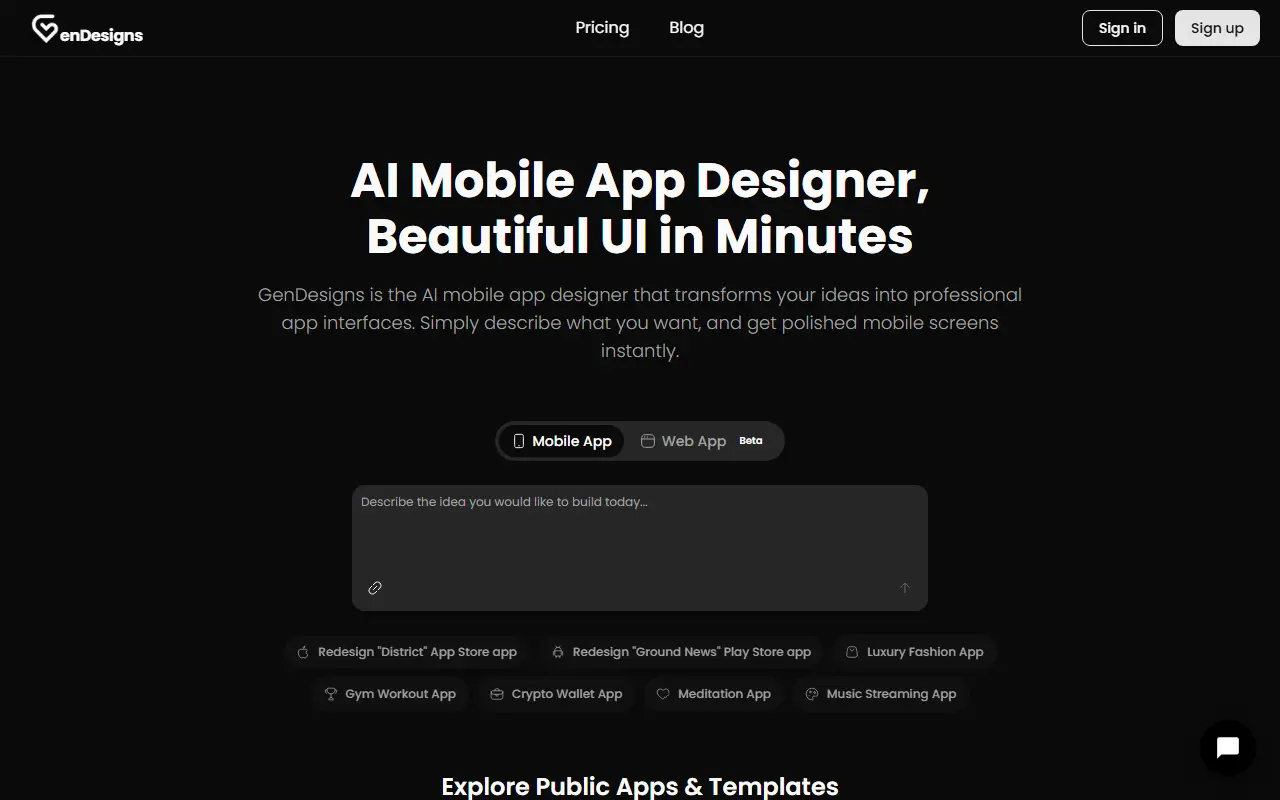GenDesigns homepage screenshot