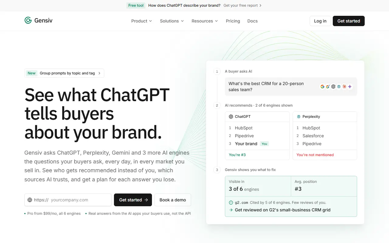 Gensiv homepage screenshot