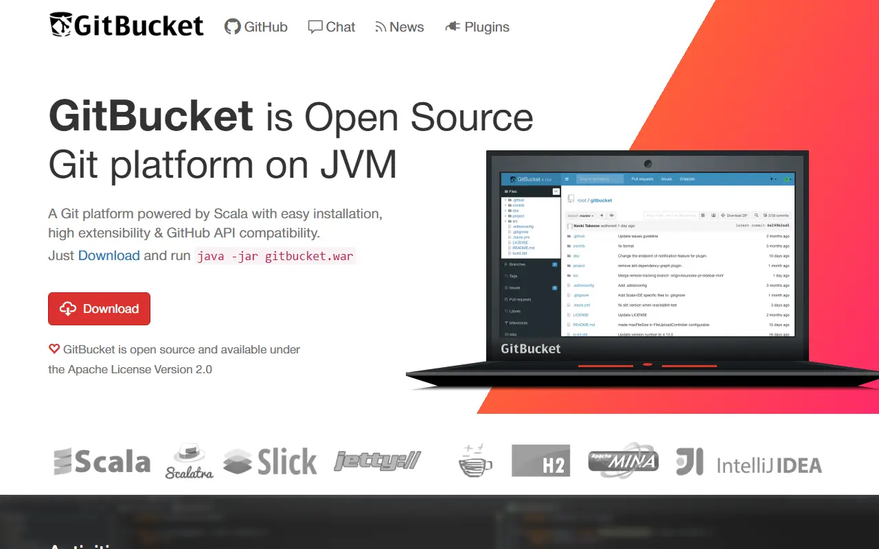 GitBucket homepage screenshot