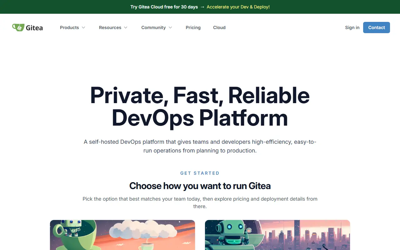 Gitea homepage screenshot