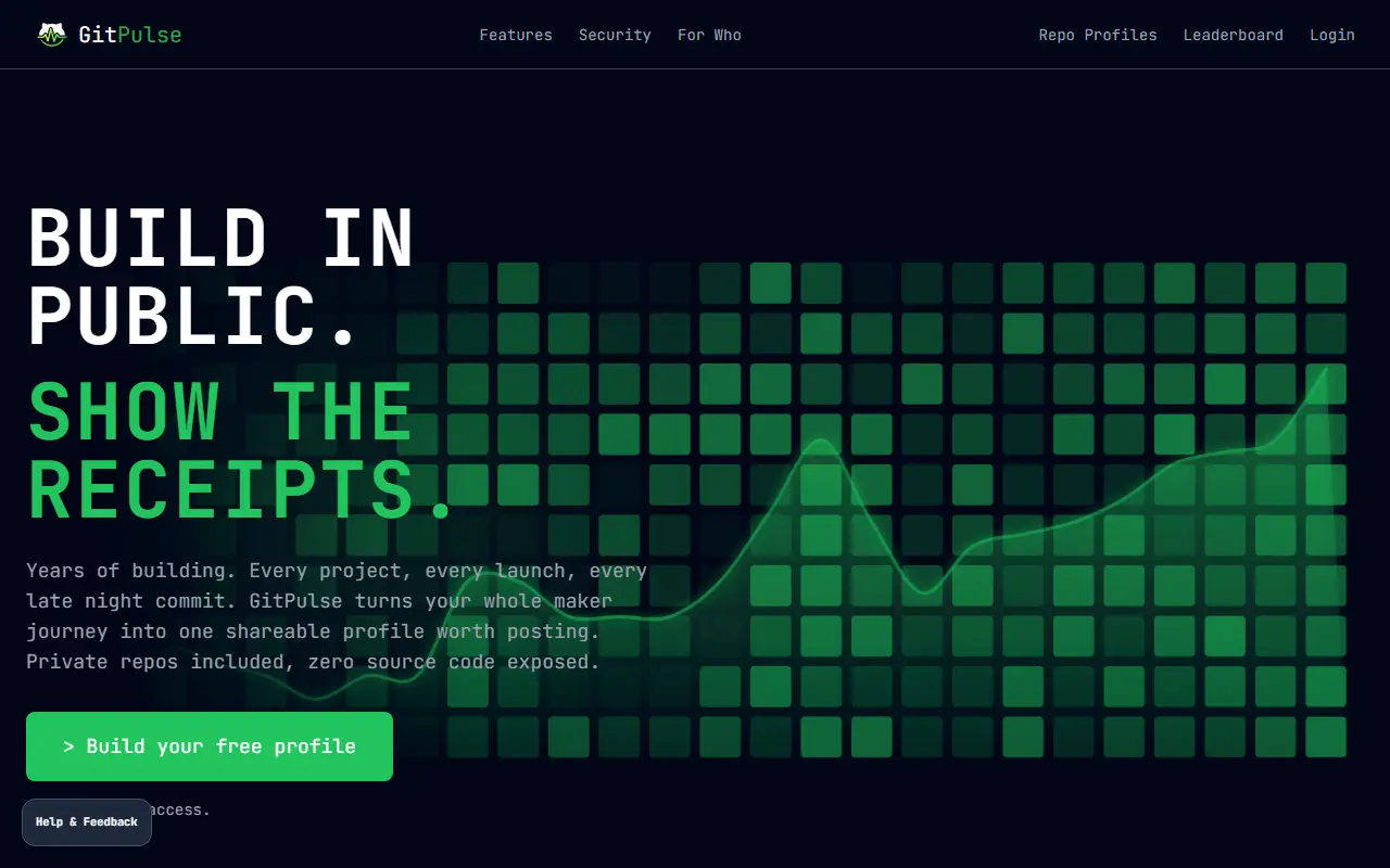 GitPulse homepage screenshot