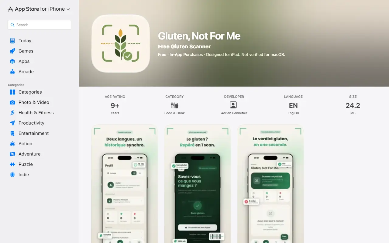 Gluten, Not For Me homepage screenshot