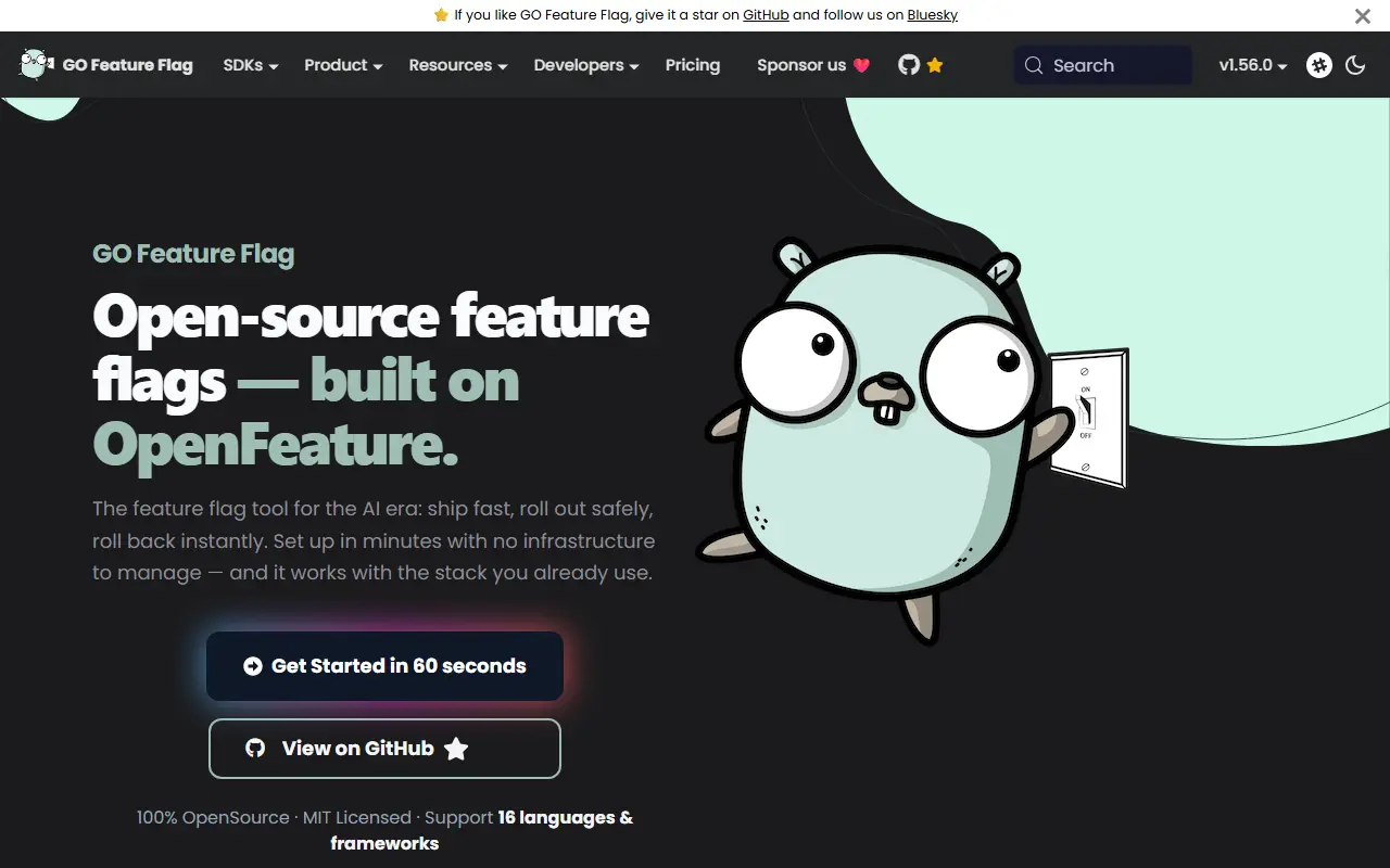 GO Feature Flag homepage screenshot