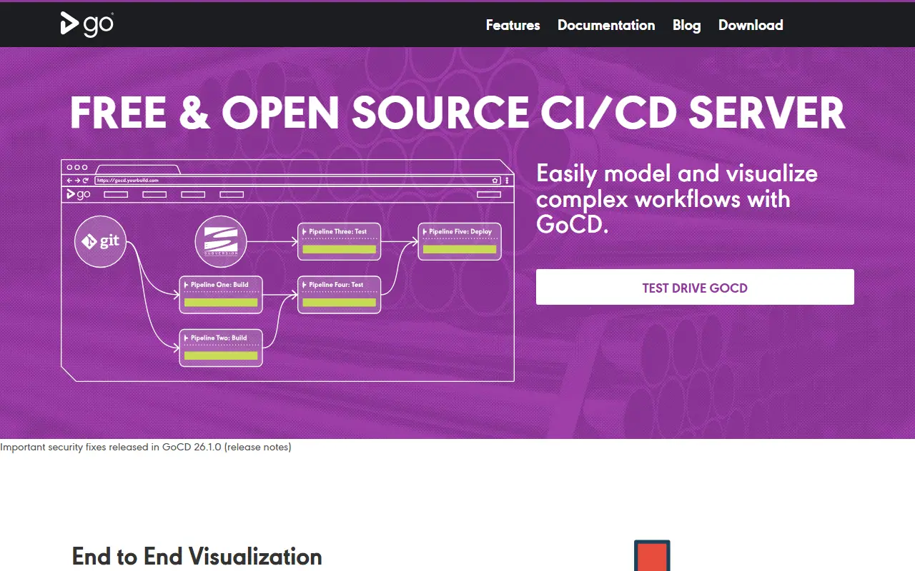 GoCD homepage screenshot