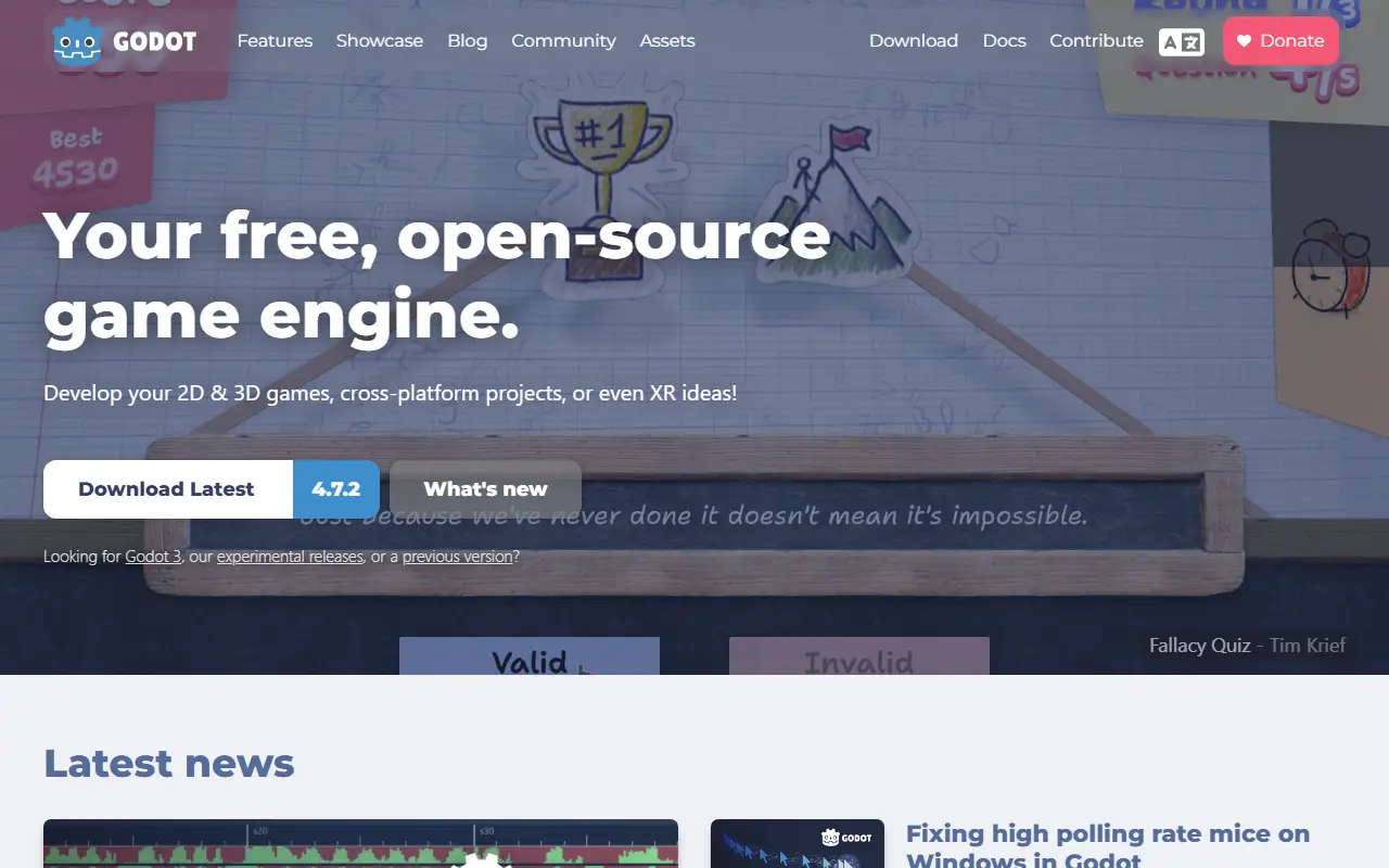 Godot homepage screenshot