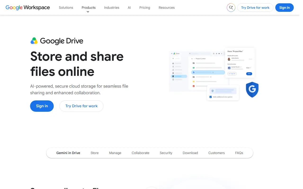 Google Drive homepage screenshot