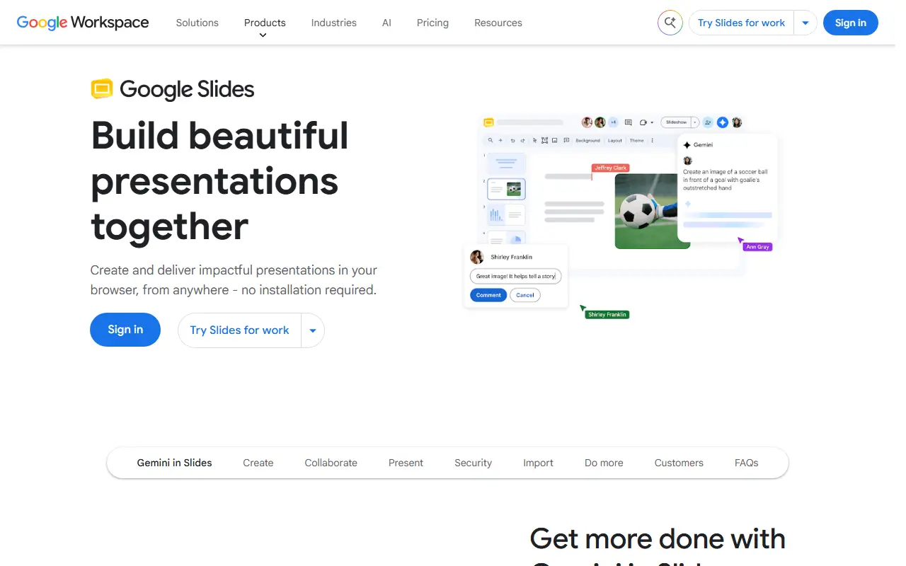 Google Slides homepage screenshot