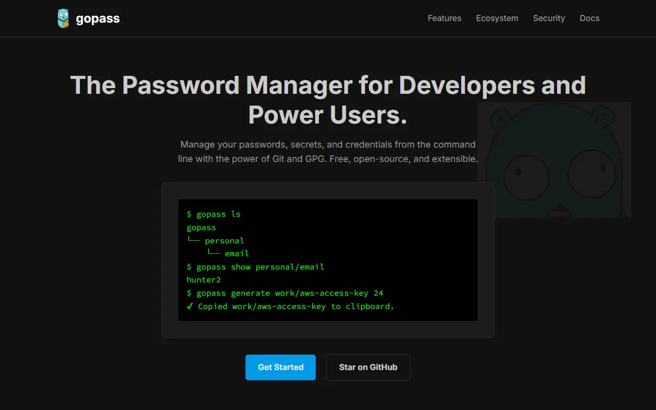 Gopass homepage screenshot
