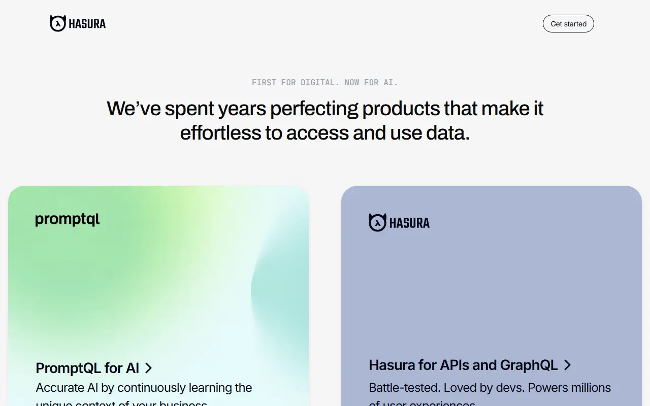 Hasura homepage screenshot
