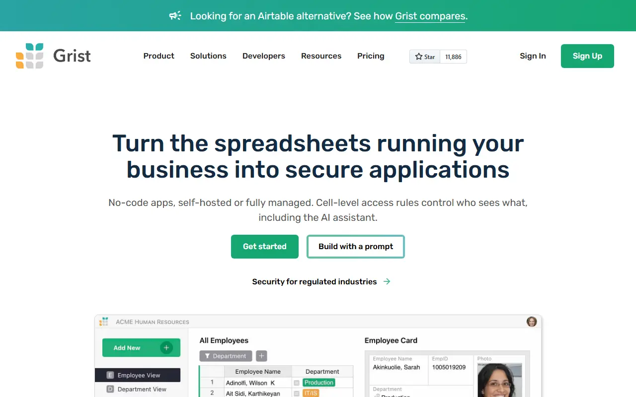 Grist homepage screenshot