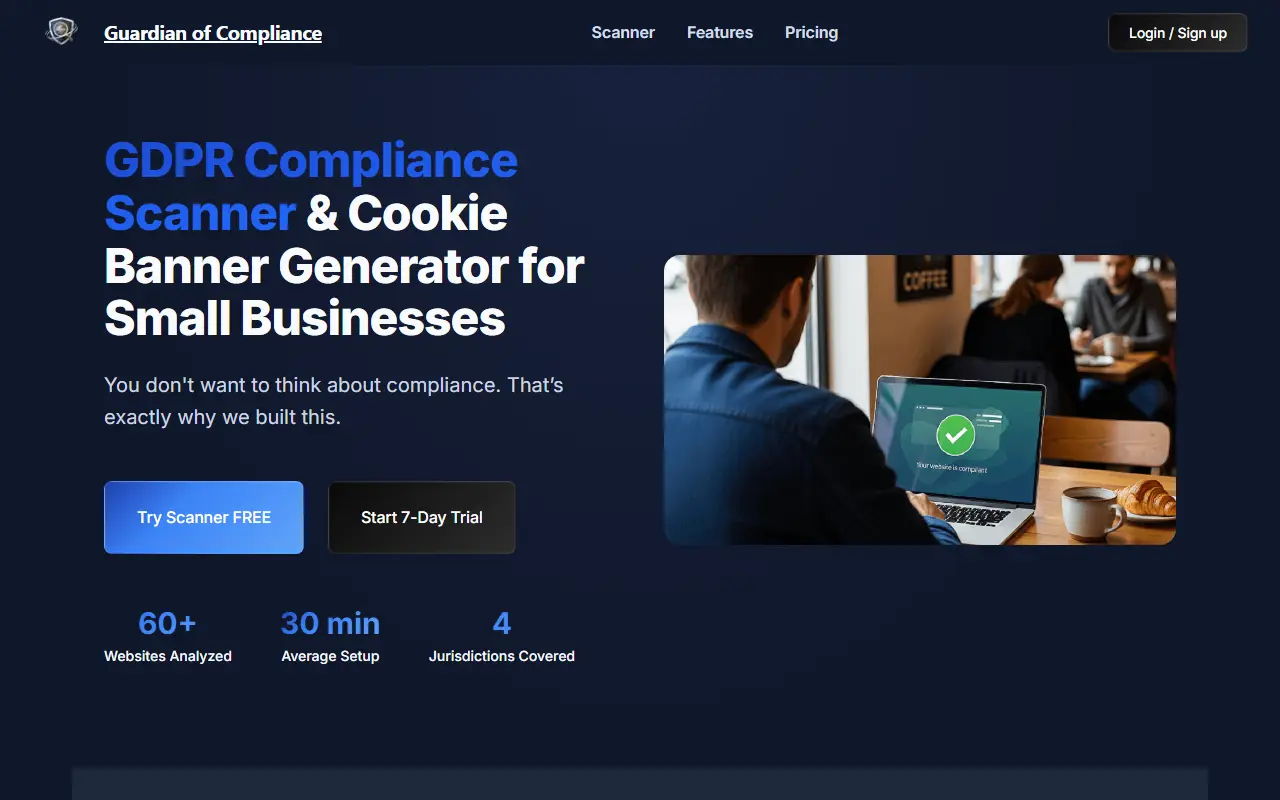 Guardian of Compliance homepage screenshot