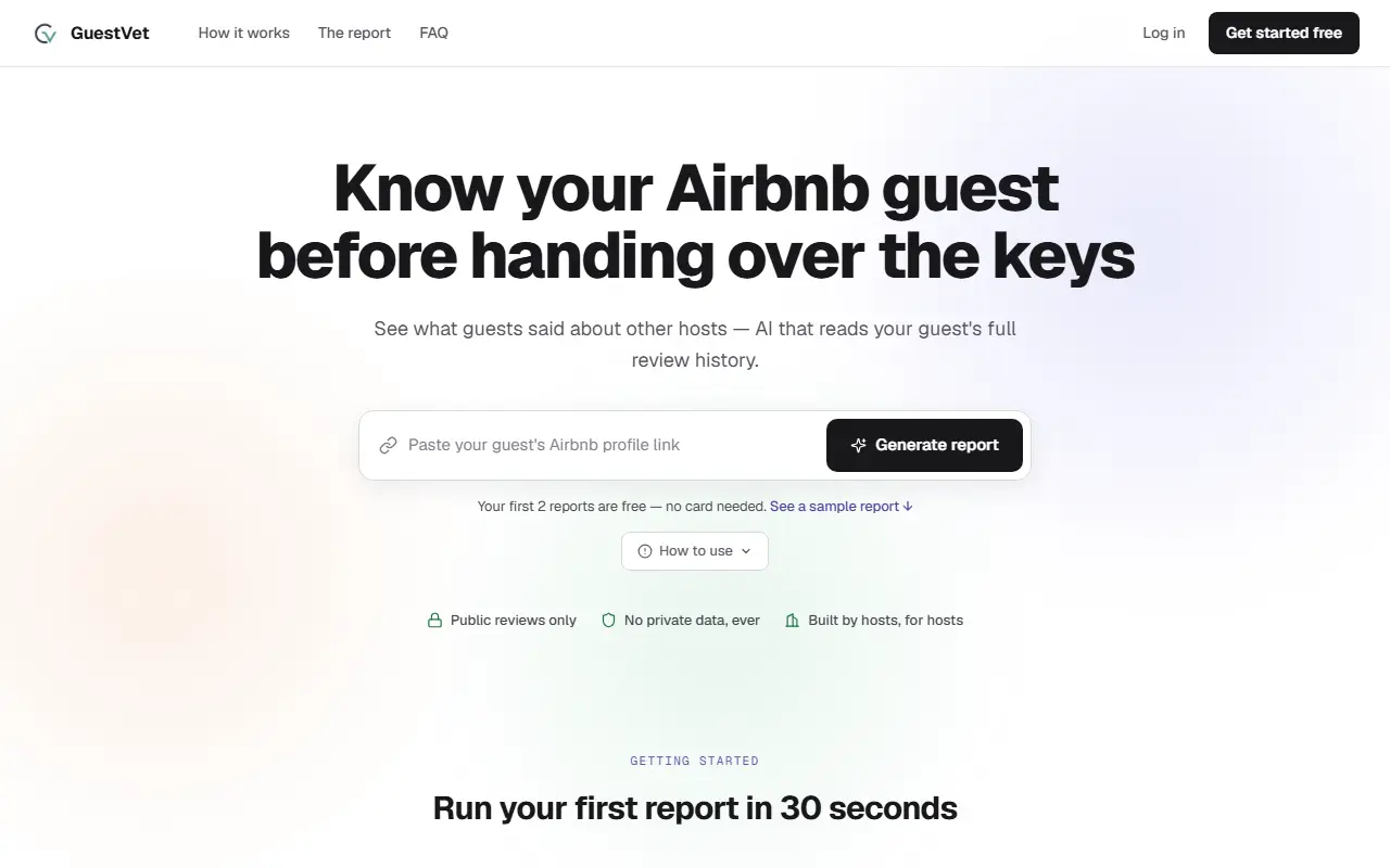 GuestVet homepage screenshot