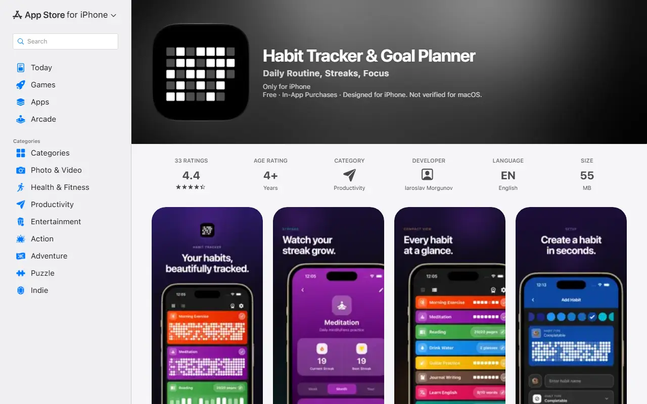 HabitBox homepage screenshot