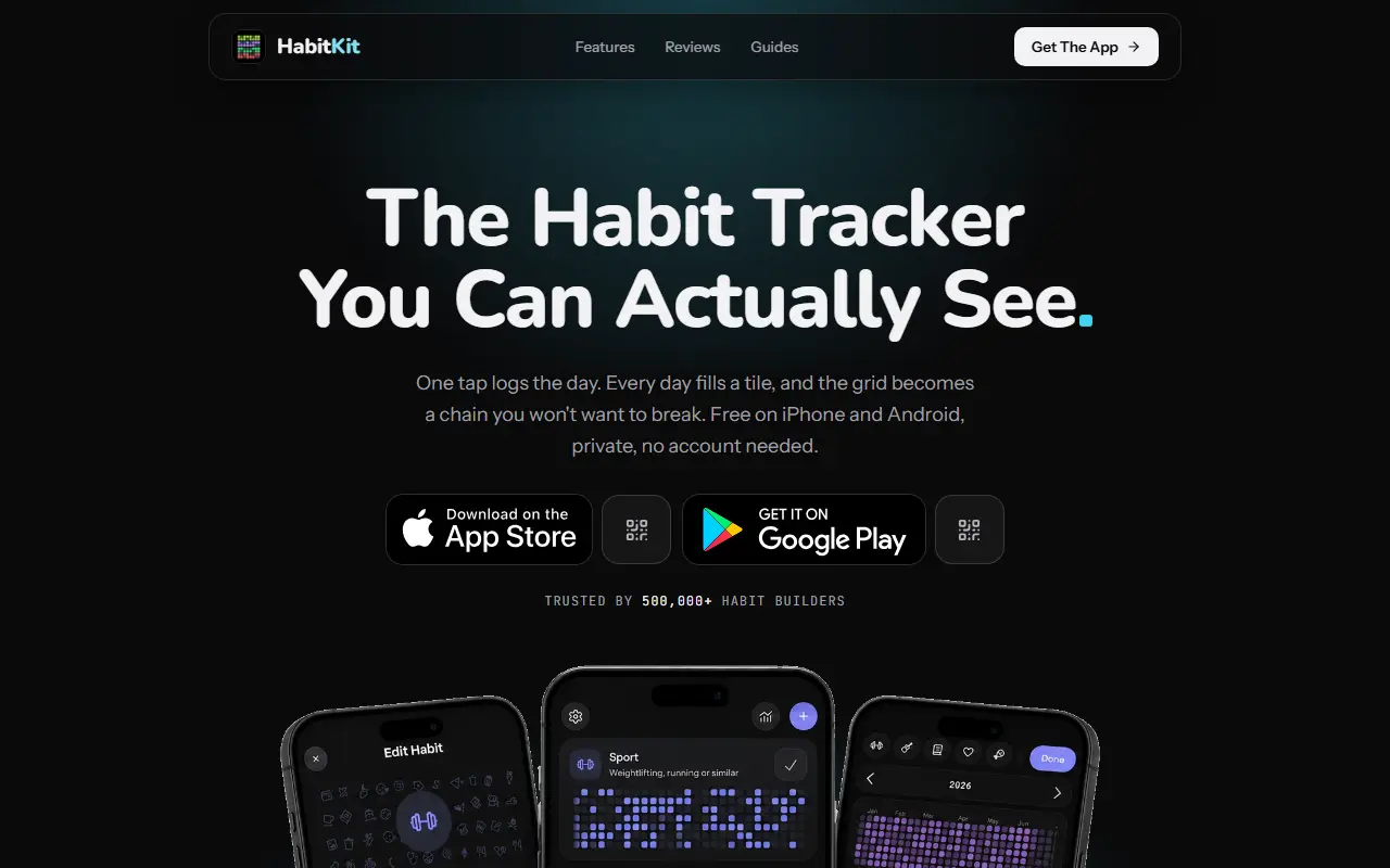 HabitKit homepage screenshot