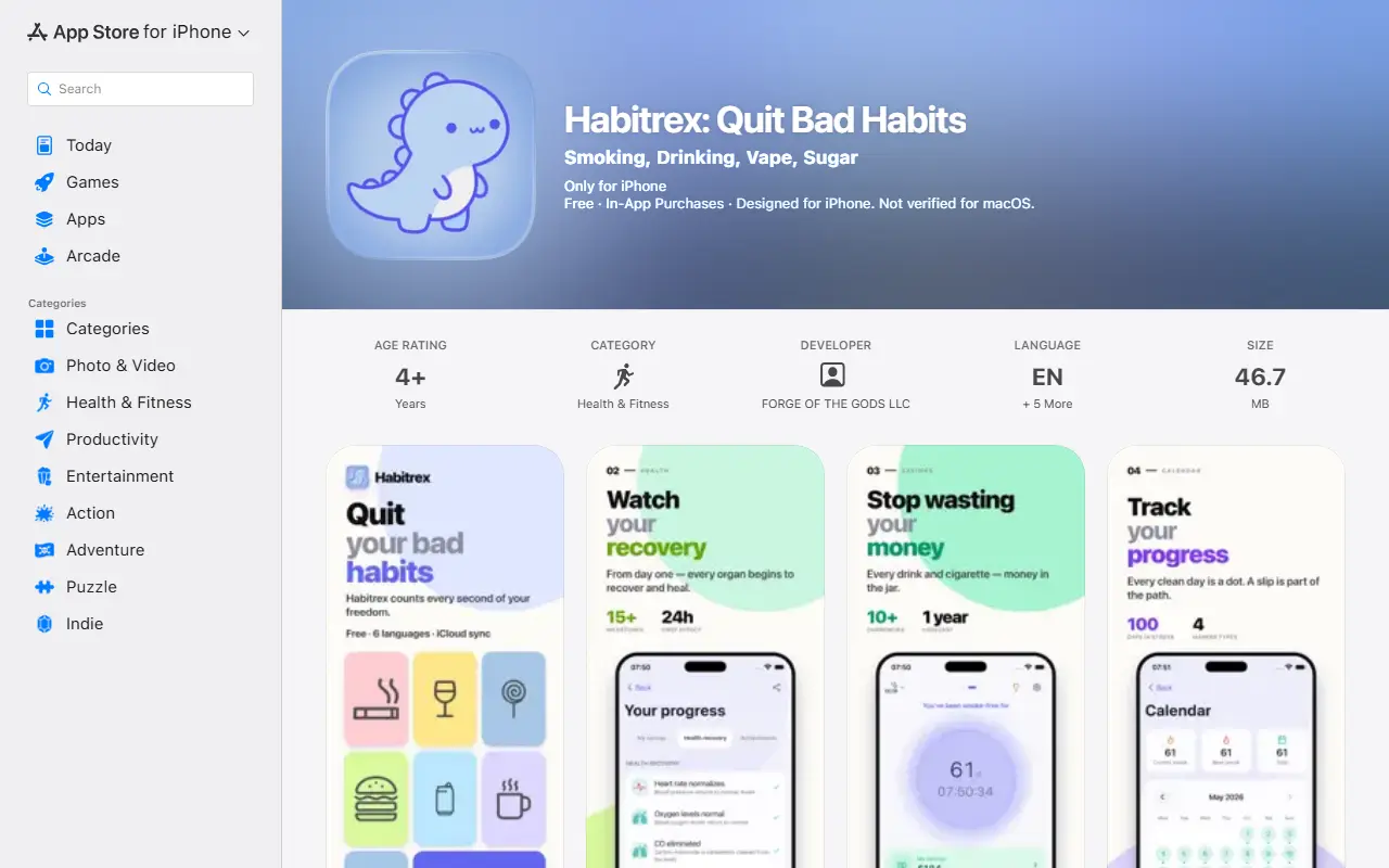 Habitrex homepage screenshot