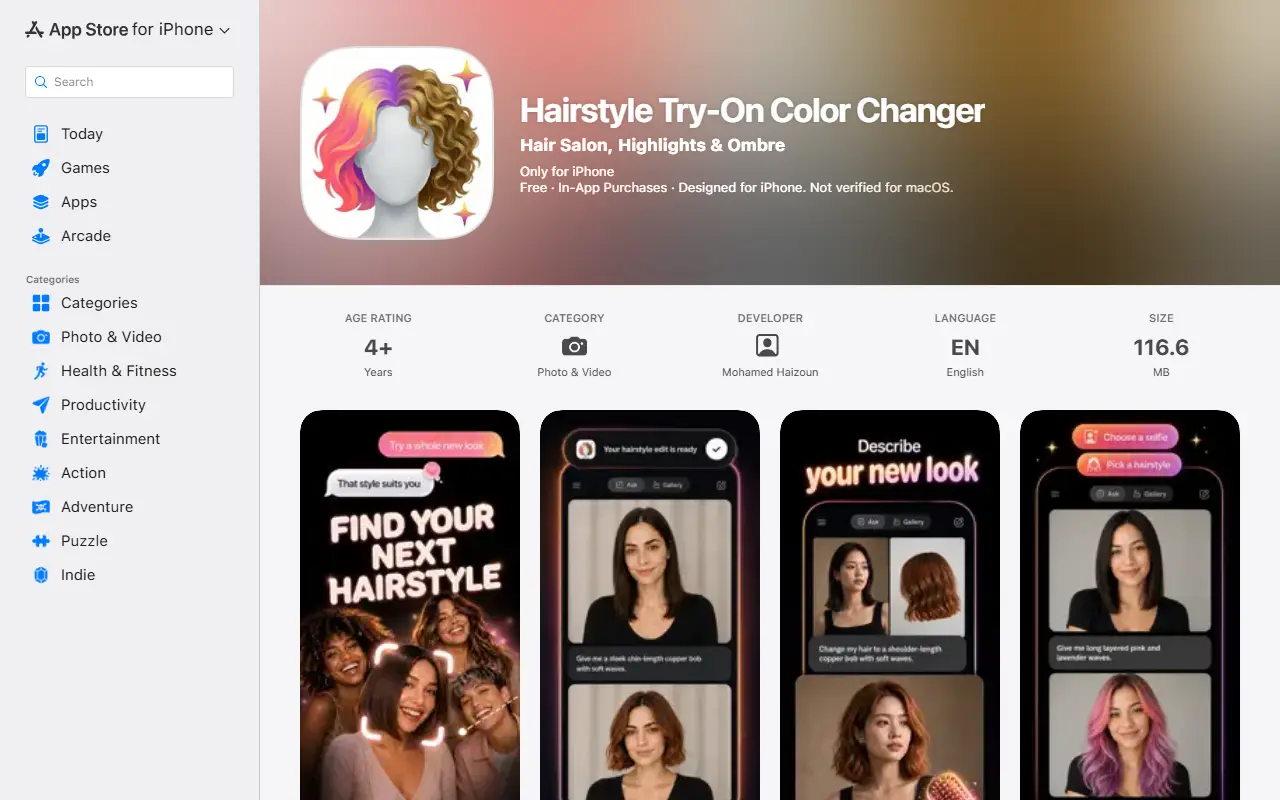 Hair Style homepage screenshot