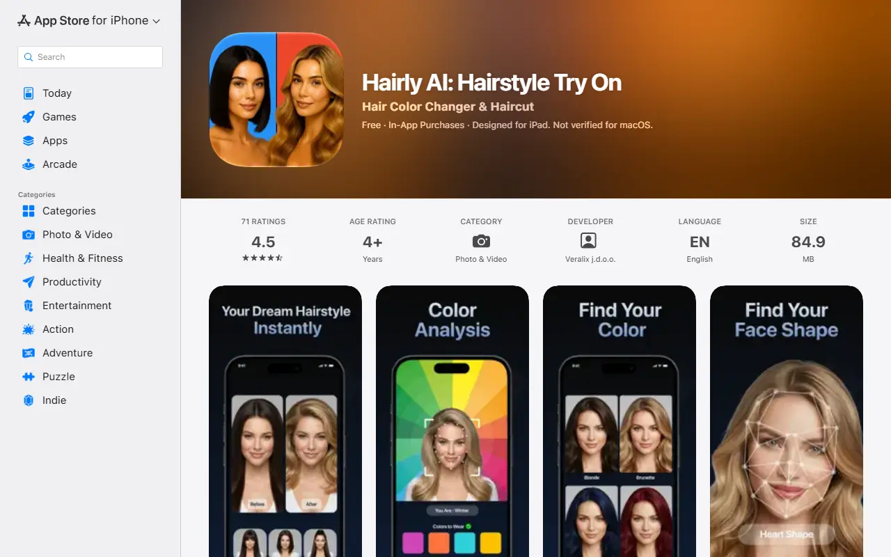 Hairly AI homepage screenshot
