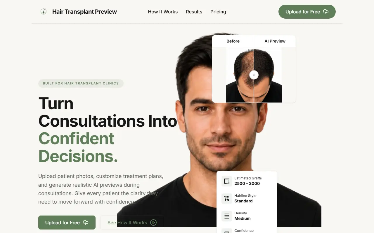HairTransplantPreview homepage screenshot