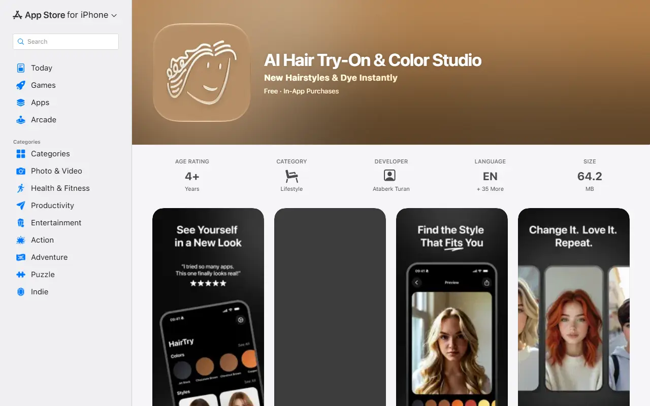 HairTryAI homepage screenshot