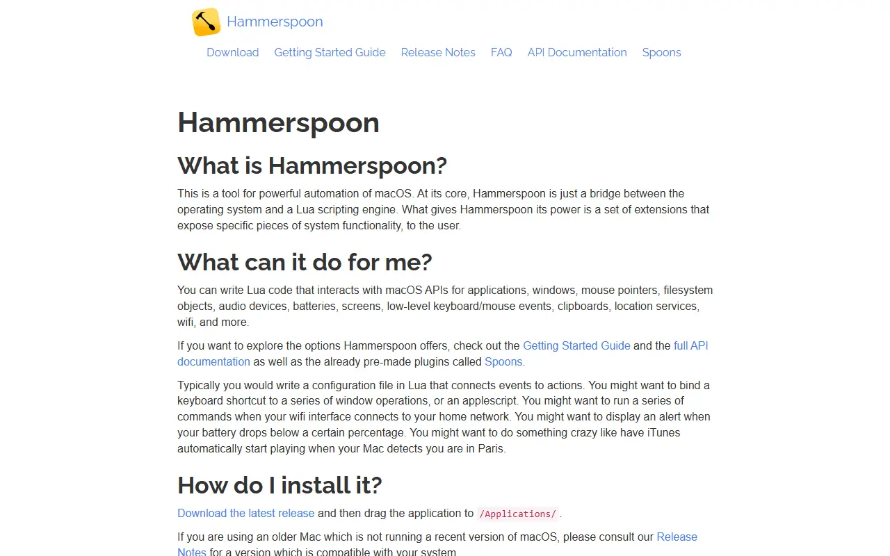 Hammerspoon homepage screenshot