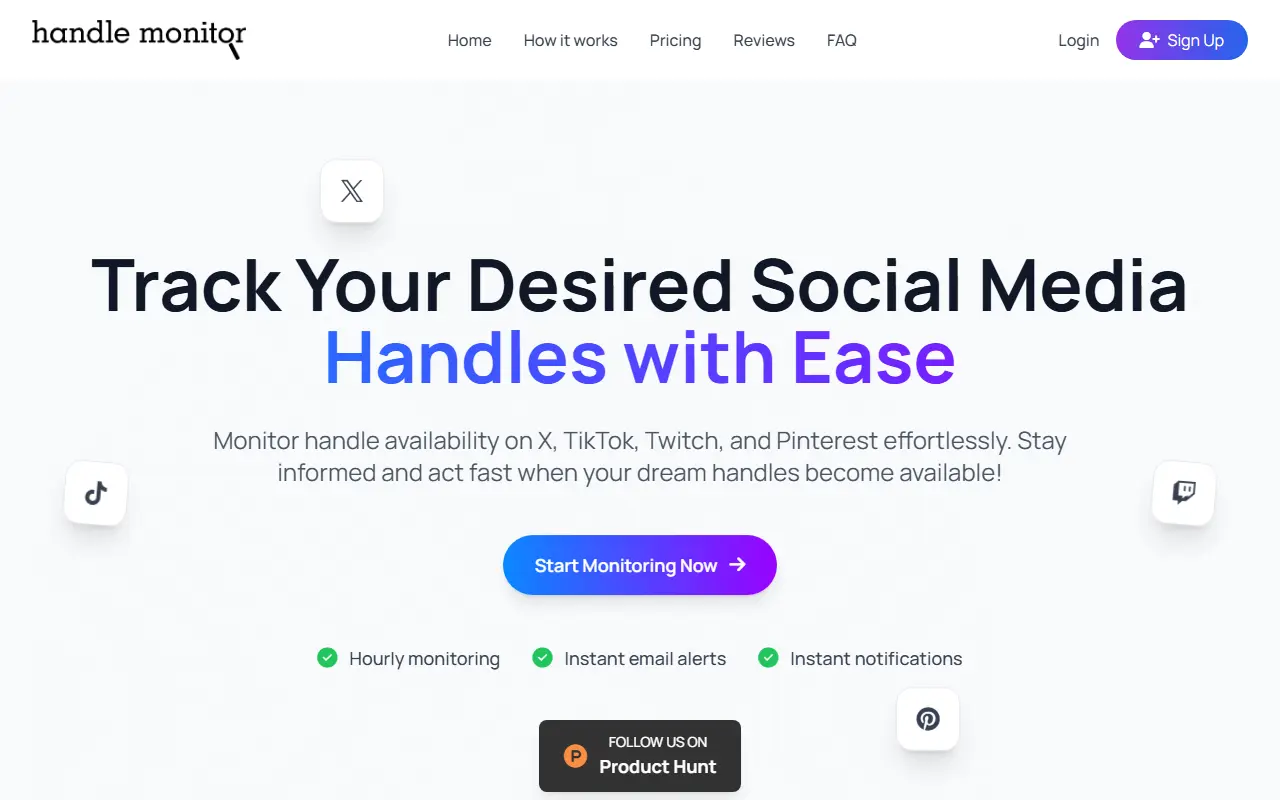 Handle Monitor homepage screenshot
