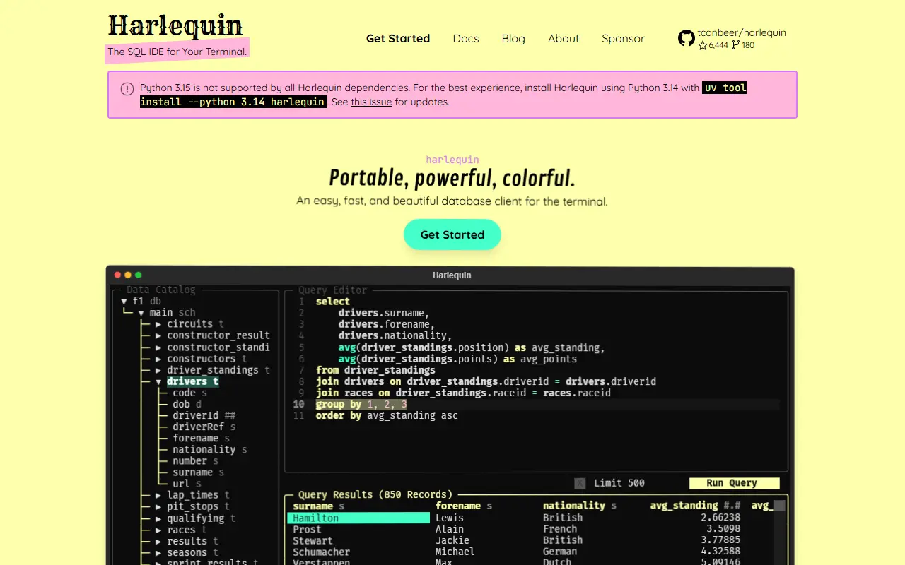 Harlequin homepage screenshot