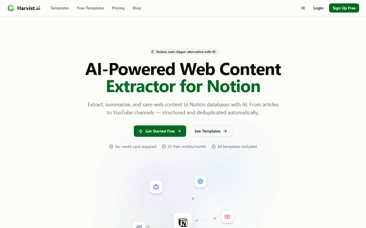 Harvist.ai homepage screenshot