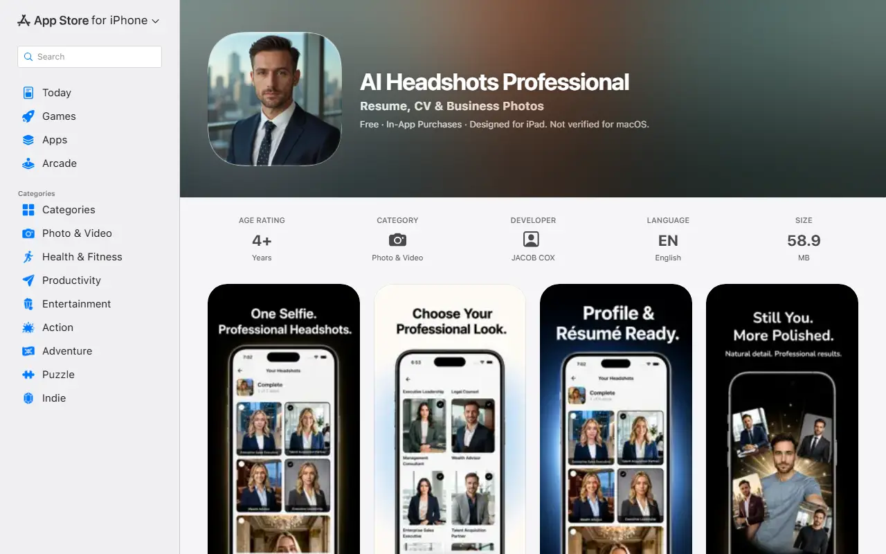 Headshot AI homepage screenshot
