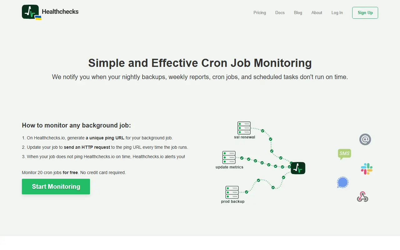 Healthchecks homepage screenshot