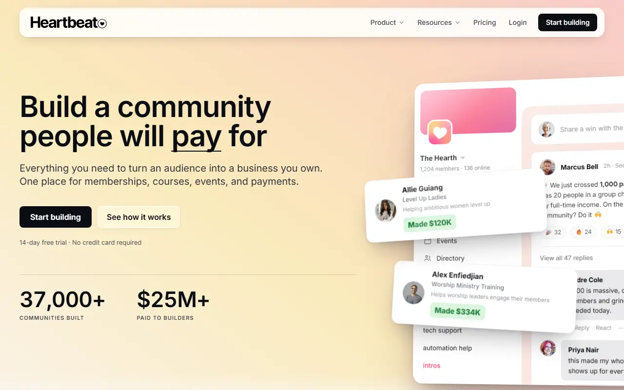 Heartbeat homepage screenshot