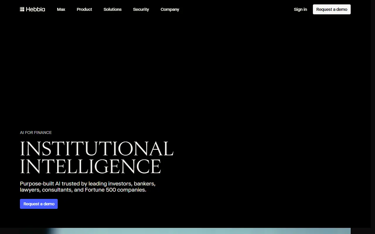 Hebbia homepage screenshot