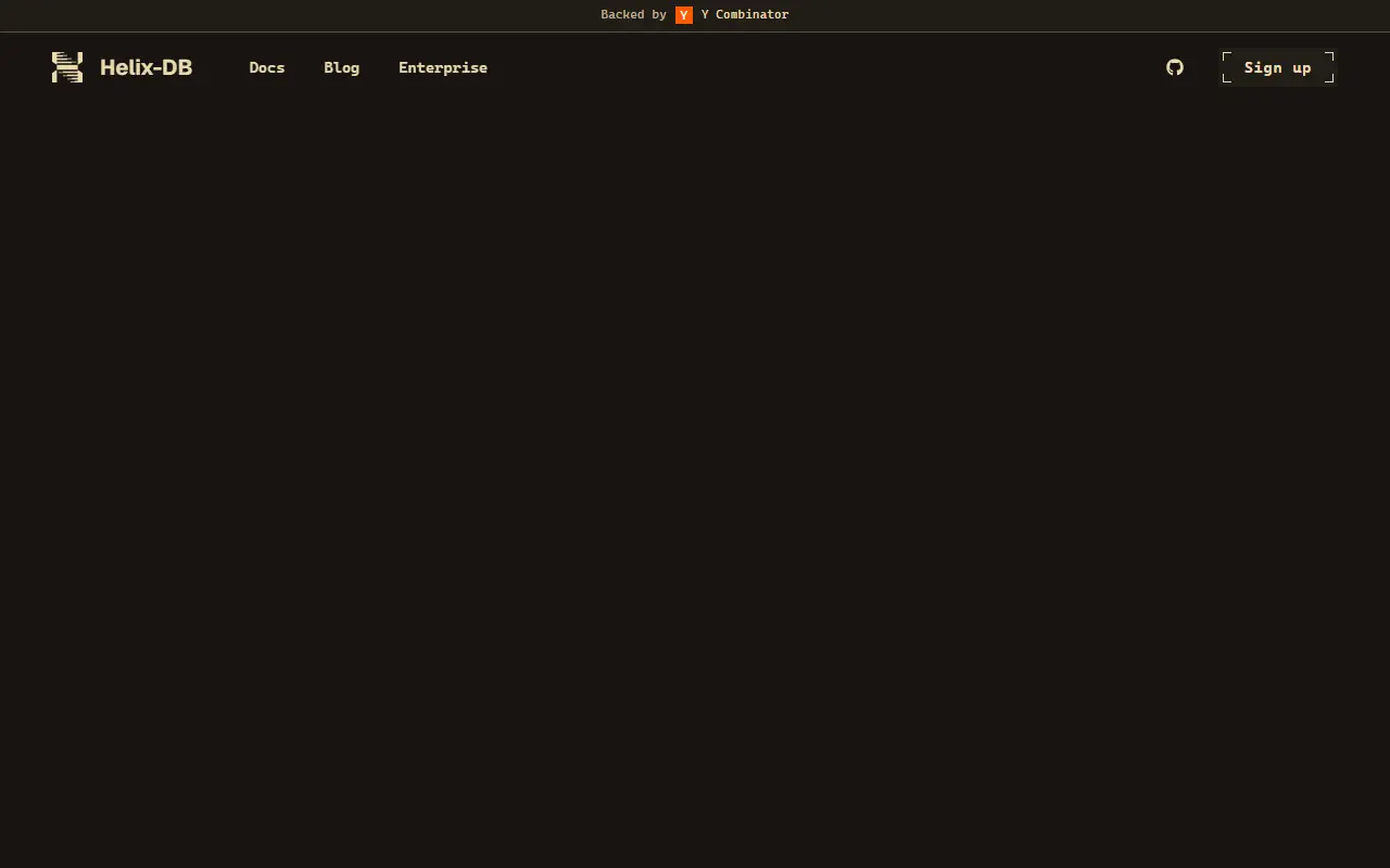HelixDB homepage screenshot