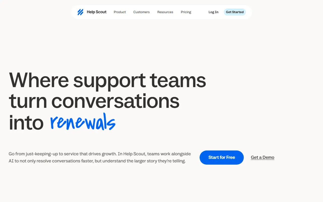 Help Scout homepage screenshot