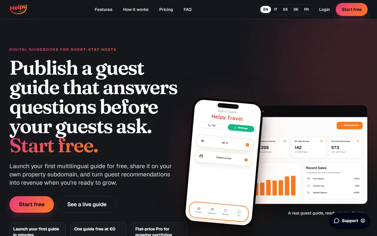 Helpy Travel homepage screenshot
