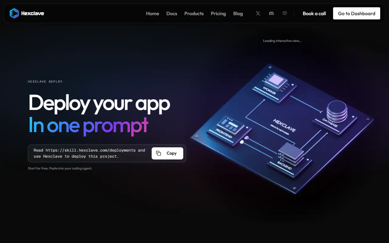 Hexclave homepage screenshot