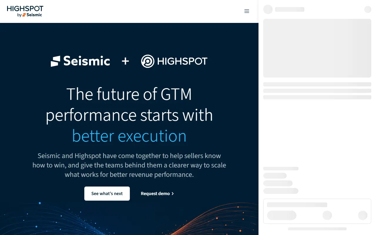 Highspot homepage screenshot