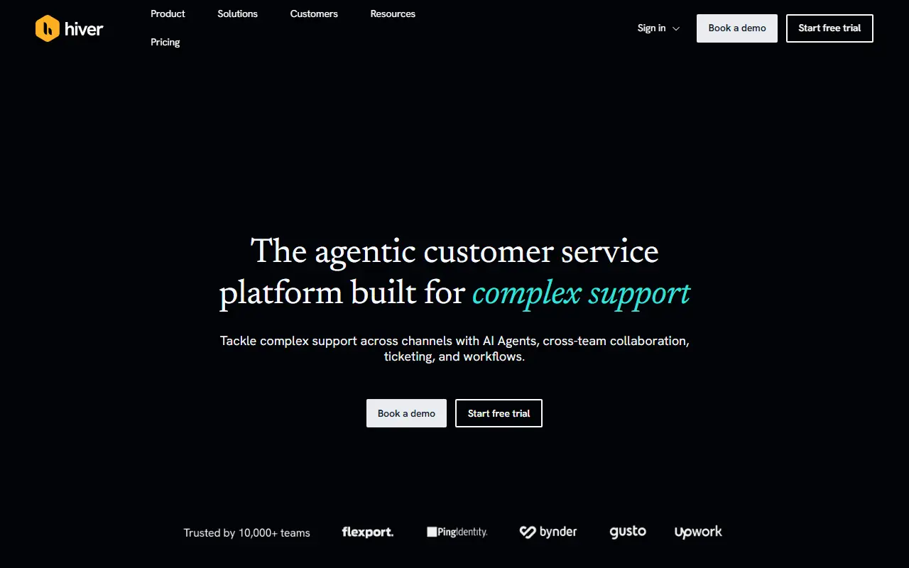 Hiver homepage screenshot