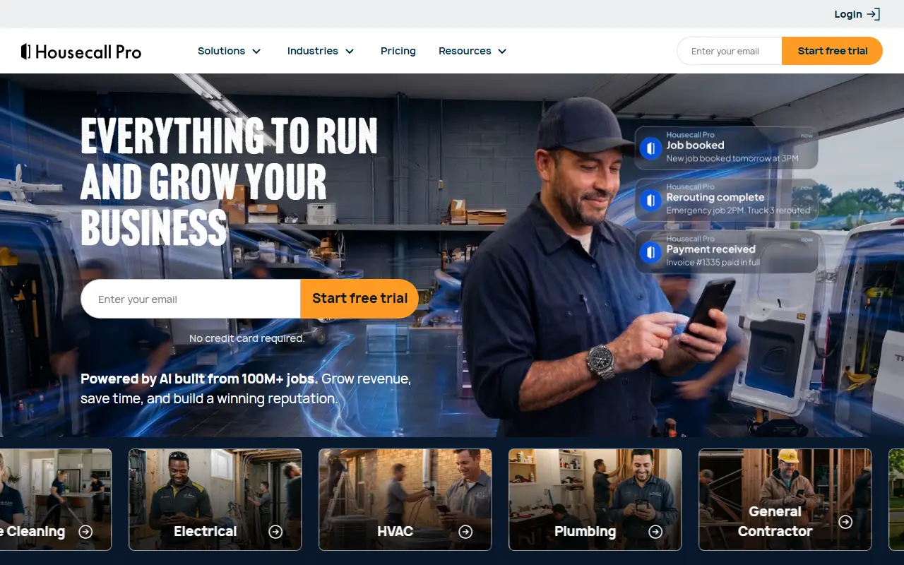 Housecall Pro homepage screenshot