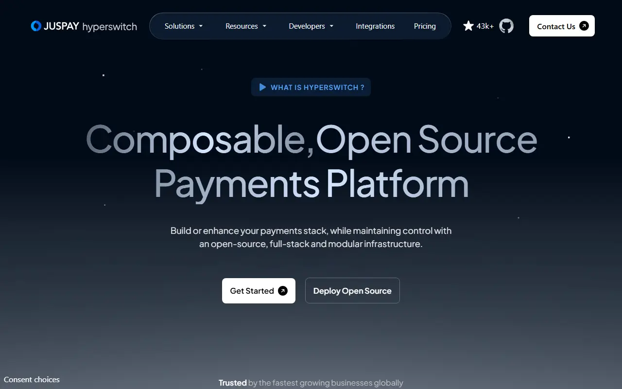 Hyperswitch homepage screenshot