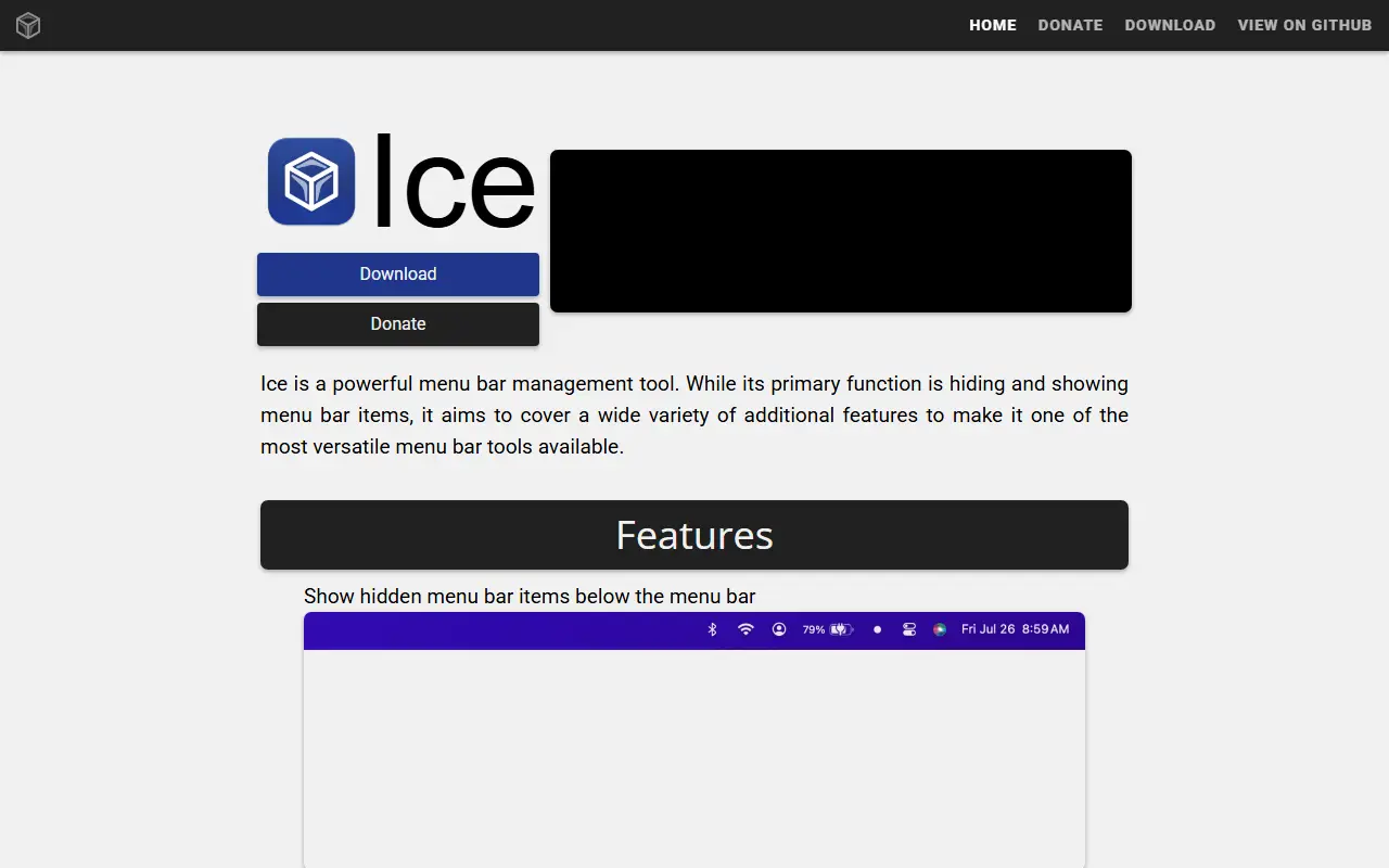 Ice homepage screenshot