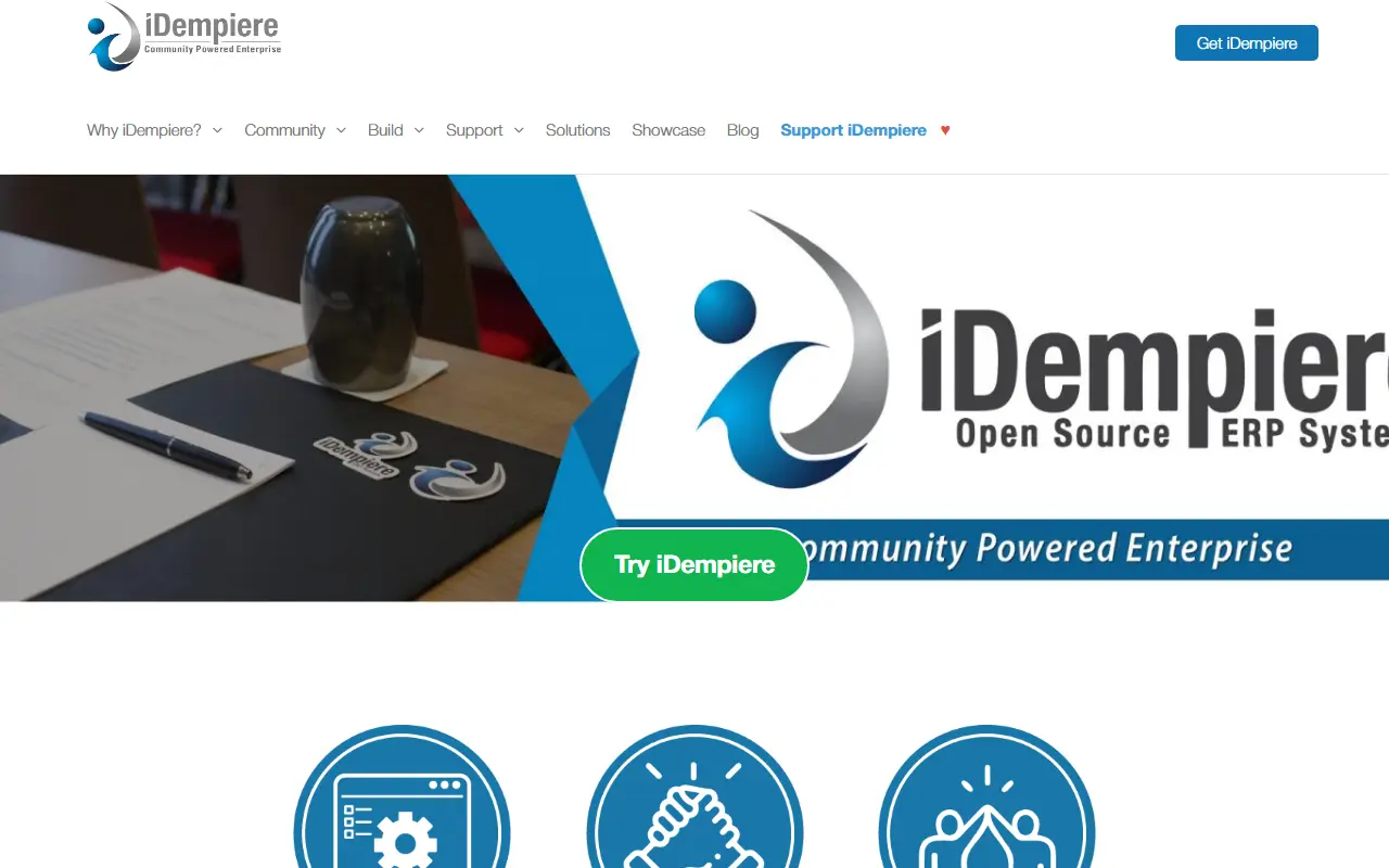 iDempiere homepage screenshot