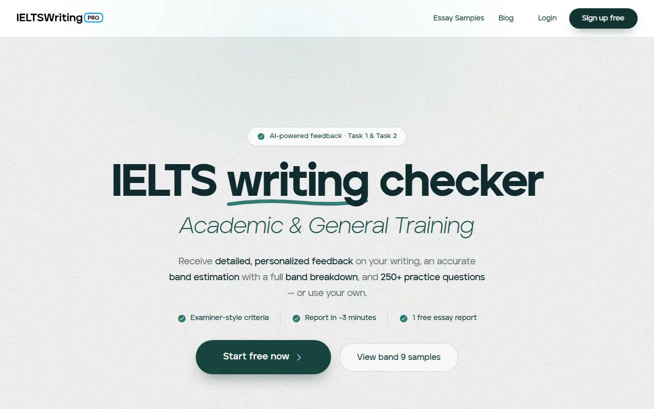 IELTS Writing Pro homepage screenshot
