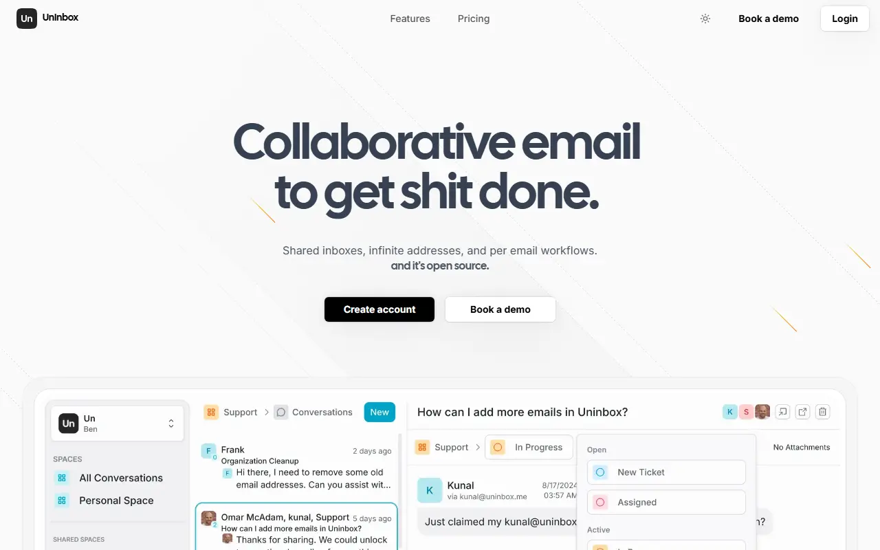UnInbox homepage screenshot